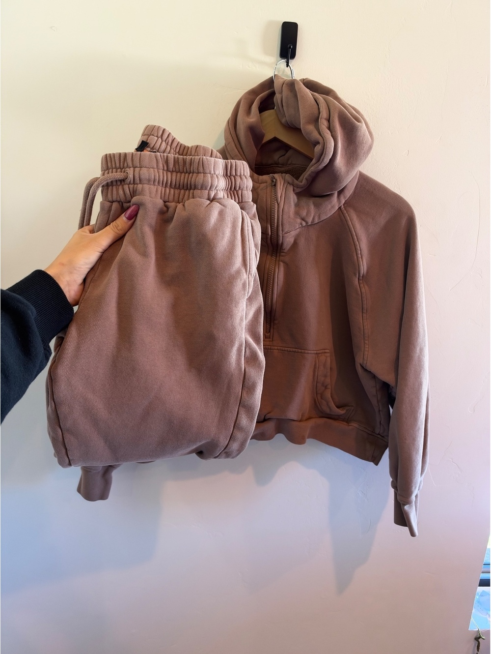 Quince Women’s Matching Hoodie & Jogger Sweat Set Brown Size Small
